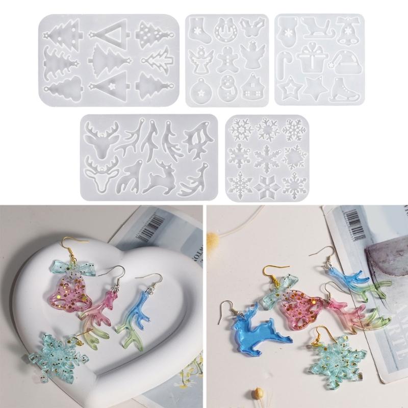 Orecchini Serie Natalizia Stampi in Silicone Stampi per Resina Epossidica Cristallina Ornamento Natalizio per Artigianato di Gioielli Festivi