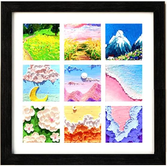 12x12 inch Collage Gallery Photo Frame Openings Nine 2.8x2.8 Wide Molding Square Black Multi Photo Frame with White Mat Picture Frame Wall Frame Art