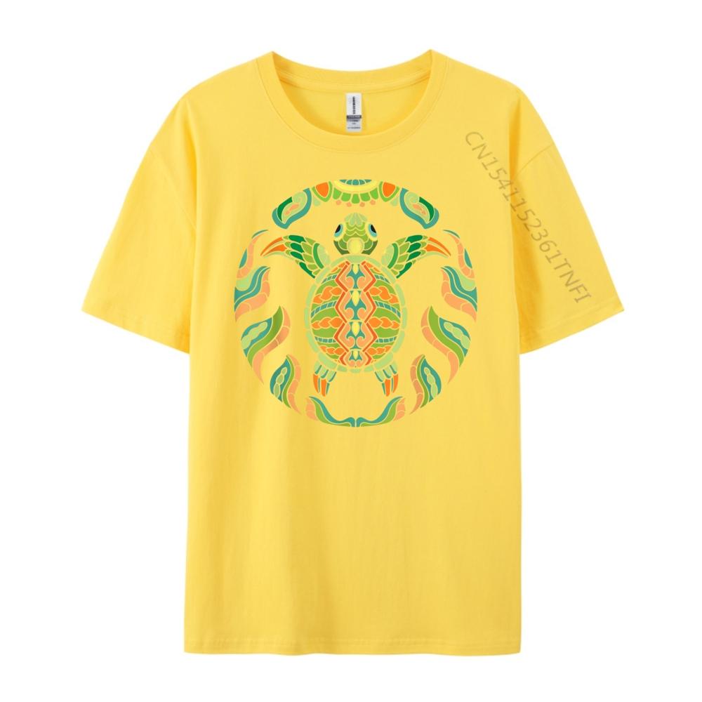 Ethnic Blue Turtle Hawaiian Tribal Animal Sea Beach Mens Shirts Graphic Tee White T Shirt Men's Clothing