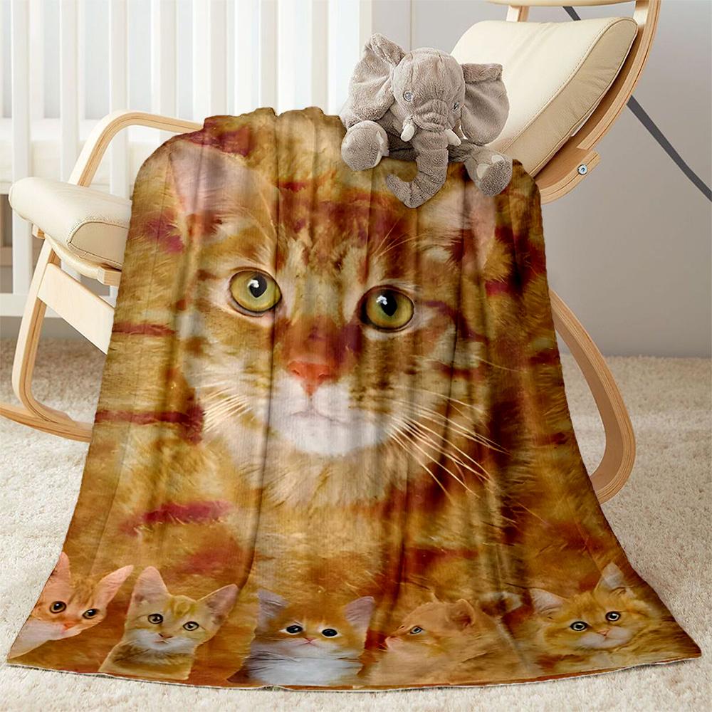 Whimsical Cat Artwork Flannel Blanket,Lightweight,Office Blanket,Sofa Blanket,Comfortable Blanket