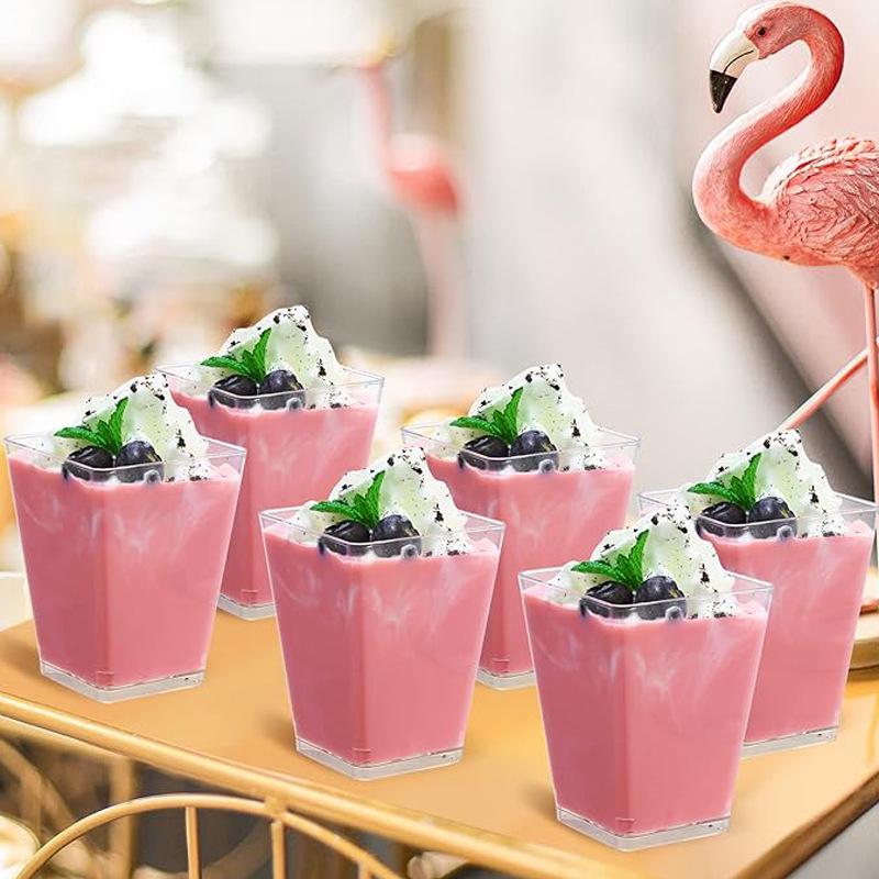 5oz Transparent Disposable Mousse Cup with Lid & Spoon, 160ml Dessert Cup
