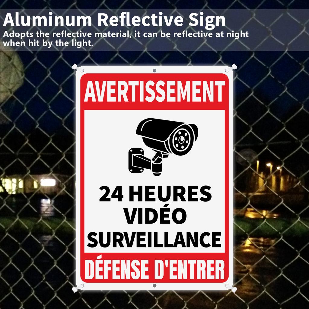 4 Packs VidéO Surveillance DéFense D'Entrer Sign Pancarte Video Surveillance Signs 10""X 7"" No Trespassing Reflective Warning S
