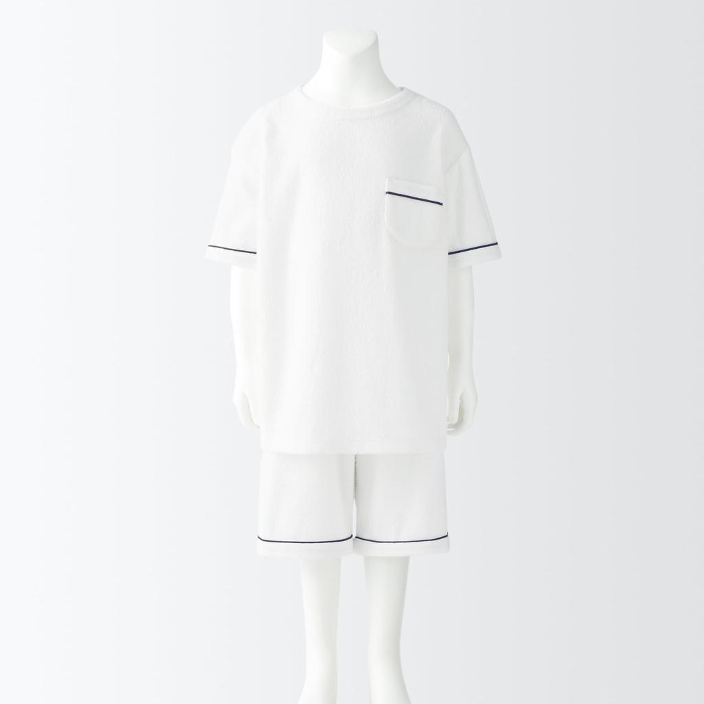 MUJI Kids Wearable Handtuch Pile Kurzarm Room Wear Set Unisex Kinder FE0HOA4S Weiß Kinder Doppelseitig 120-130