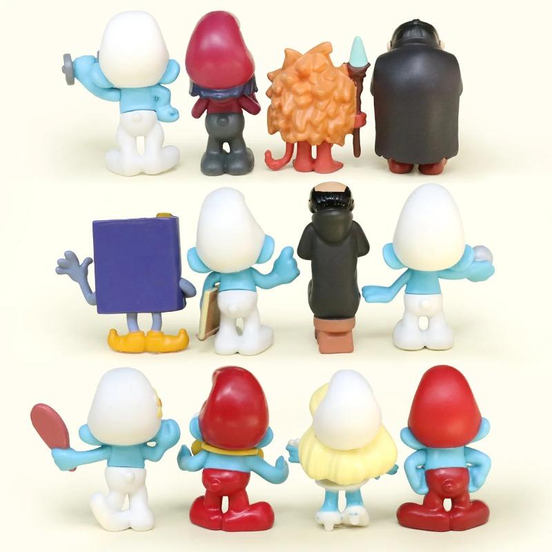 12pcs Smurfs Disney Figure Model Blue Elf Baby Cake Doll Shape Ornaments Birthday Gift