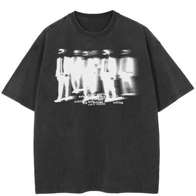 2024 Streetwear Crowd Shadow Graphic Camiseta unissex hipster verão manga curta camiseta