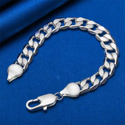 925 Sterling Silver 8-inch Classic Minimalist Bracelet, Fashionable Men's and Women's Wedding Accessories, Party Jewelry