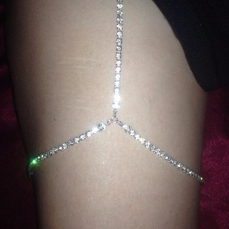 

1 шт., модная блестящая цепочка на ногу для ночного клуба, сексуальная цепочка для тела для девочек серебряный