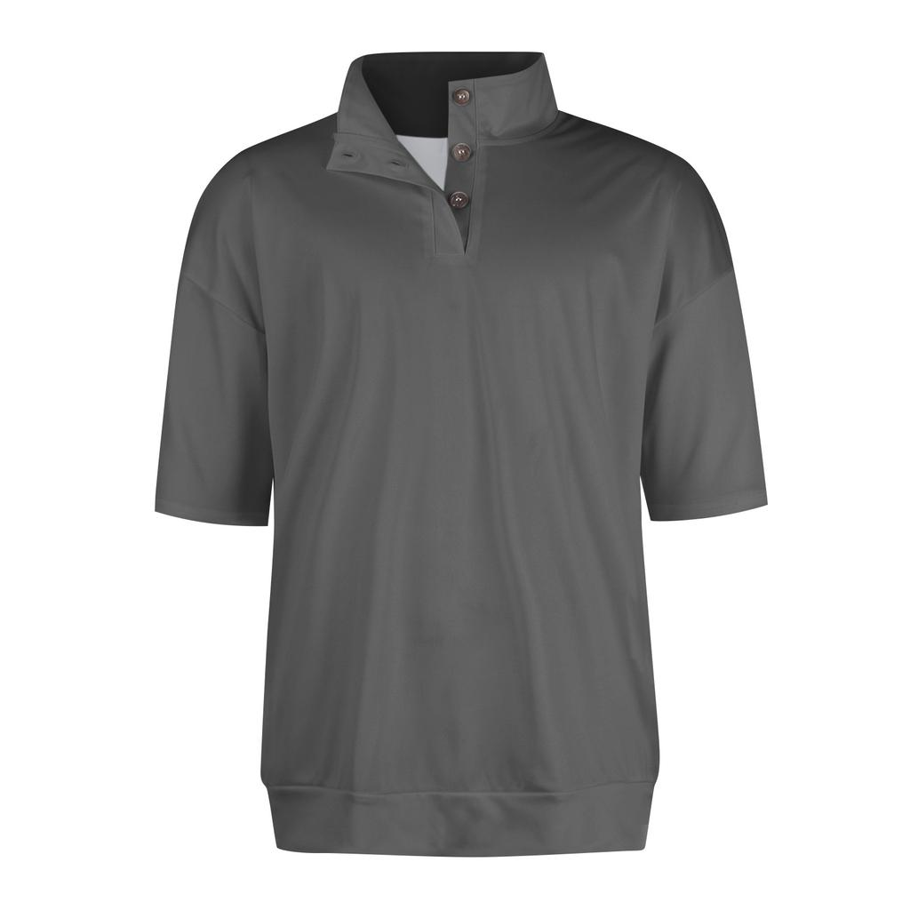 Letní pánská košile s krátkým rukávem na knoflíky se stojáčkem, ležérní módní top