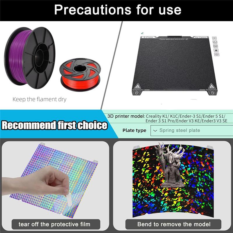 C-Convenient-K1 K1C Build Plate 235X235mm-Build Plate Spring Steel Print Bed For K1/ K1C/Ender-3 S1/Ender 5 S1/Ender 3 S1 Pro/En