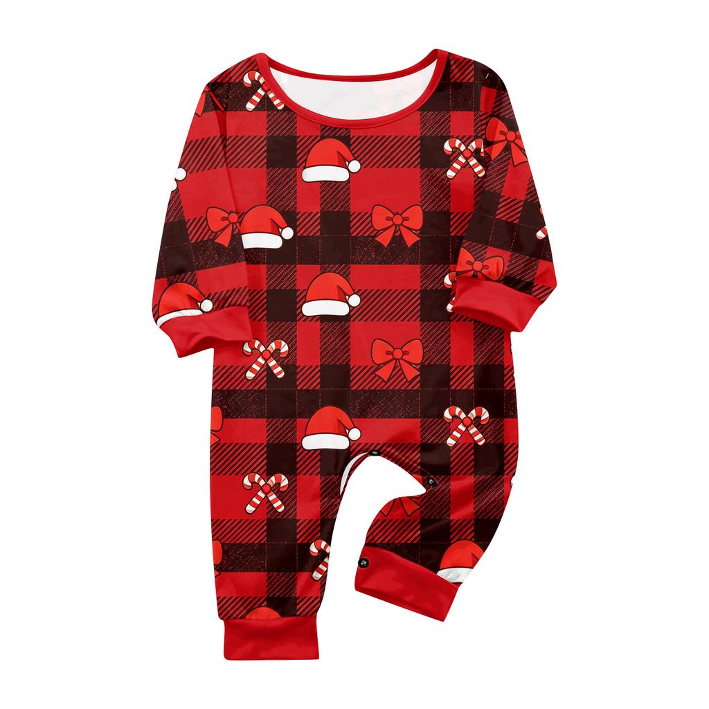Family Matching Christmas Pajamas Set for Parents and Kids, Long Sleeve Neck Printed Pants Set