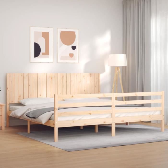 VidaXL Cadre de lit avec tête de lit 200x200 cm bois massif 3194786