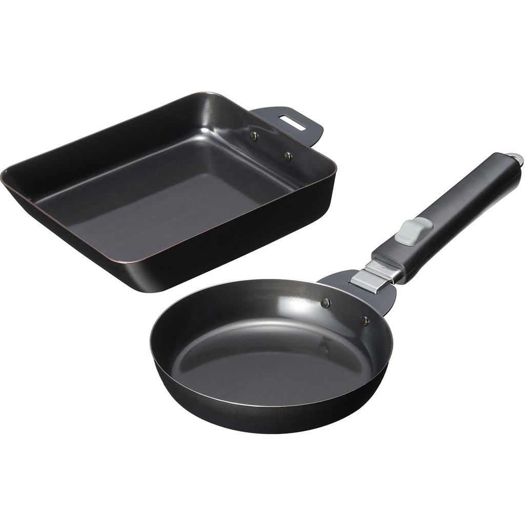 Wahei freiz 3-Piece Set with Removable Handles: Iron Skillet and Grill Pan, Induction, Gas, and Oven Compatible, Gravy Cook 2 MB-2804