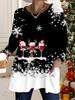 2025 Autumn Winter New Plus Size Women's Tops, Christmas 3D Print Fashion Crew Neck Long Sleeve T-Shirts