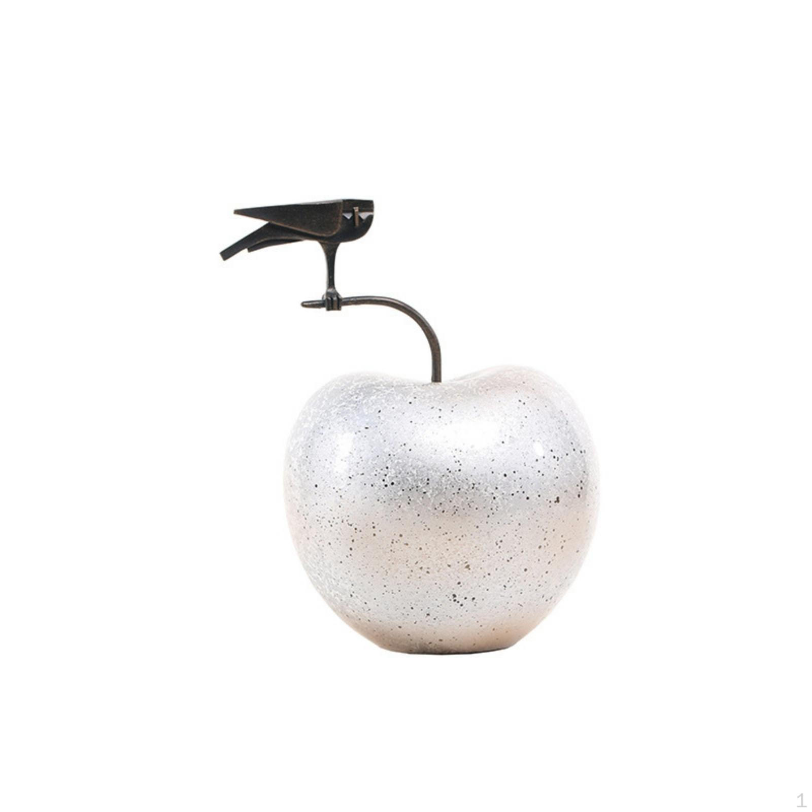 Bird FruitShaped Decor Speckled Finish Resin Ornament Tabletop Holiday Decoration for