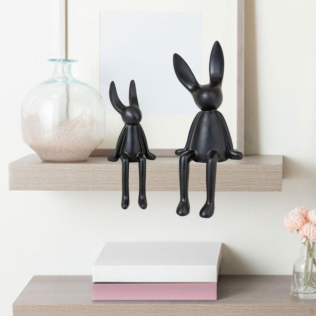 2 Stück Keramik Sitzende Dekorationsfiguren Abstrakte Tierplastik Sammlerstück Regalornament für