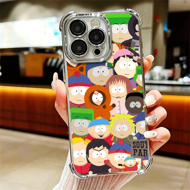 Cartoon S-South P-Parkes Soft Phone Case For iPhone 15 16 17 Air 14 Pro Max 16E Plus 13 12 Mini Plating Anti-Fall Fundas