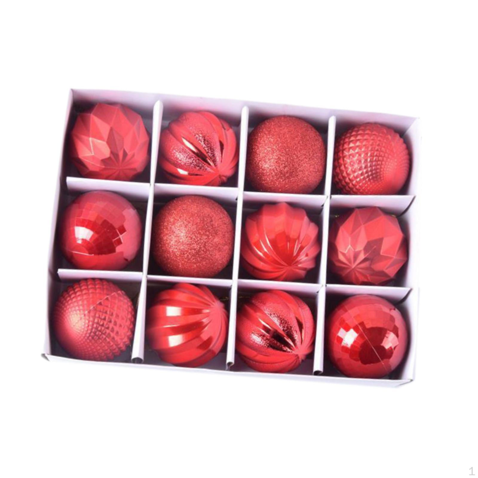 

12 елочных шаров для украшения на Рождество, подвески с шармами для свадеб красный