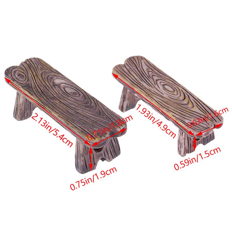 2ks Mini dřevěné lavice Domácí ozdoby Figurky Diy Dekor do akvária/domku pro panenky