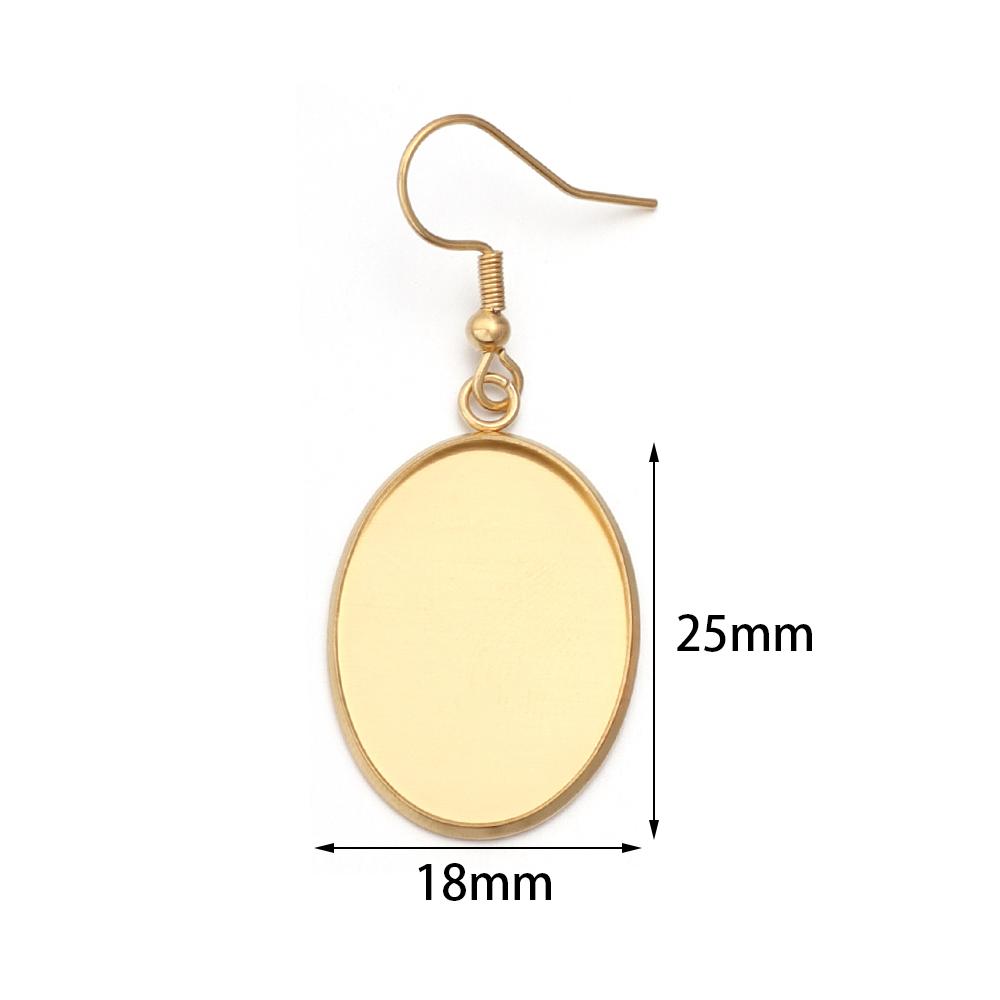 6pcs/Lot Oval Stainless Steel Earring Base Oval Cabochon Base Setting Diy Earring Hooks Findings Tray Blank DIY Jewelry Making