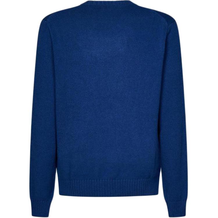 Polo Ralph Lauren Ss24 Round Neck Pullover Cartoon Animal Pattern Embroidered Slim Fit Long Sleeve Sweater Men Sweater Blue 710934020-001