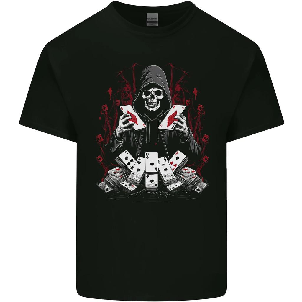 Card Playing Grim Reaper Poker Kids T-Shirt Childrens