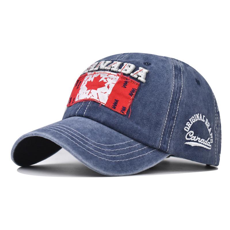 Gewaschene Baumwolle Ahornblatt Kanadische bestickte Baseballkappe Gewaschene und alte kanadische Kappe