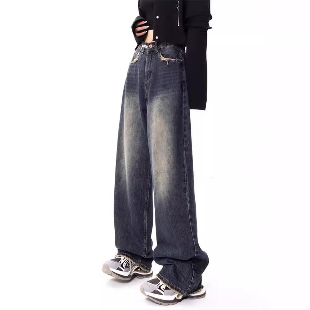 High Waist Straight Jeans Damen Locker Lässig Denim Hose Tägliche Straßenhose