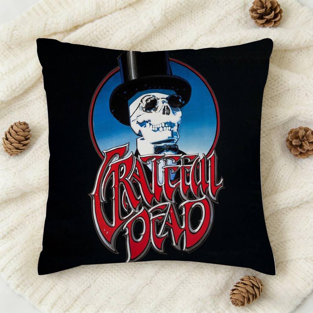Band ggGrateful logo Dead Doublesided Printed Square Decorative Cushion Cover for Sofa Living Room Home Decor