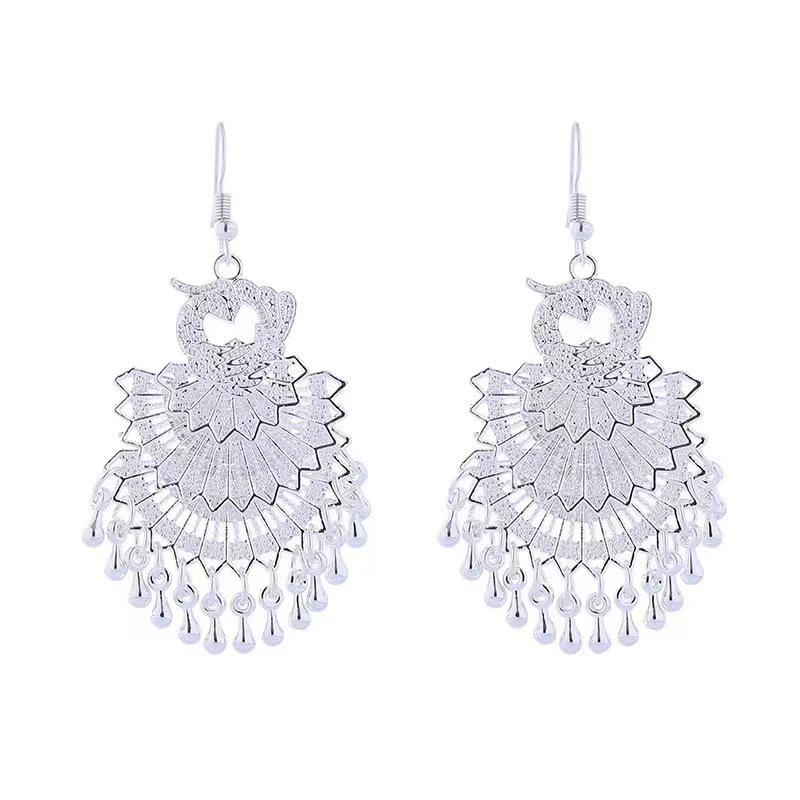 Retro Peacock Phoenix Ethnic Style Earrings Guizhou Scenic Spot Earrings Bohemian Style Long Earrings