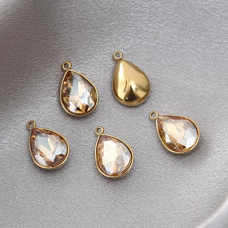 20pcs Stainless Steel Charm Crystals Water Drop Pendants For DIY Jewelry Earrings Making Findings 12 colors 11x18mm