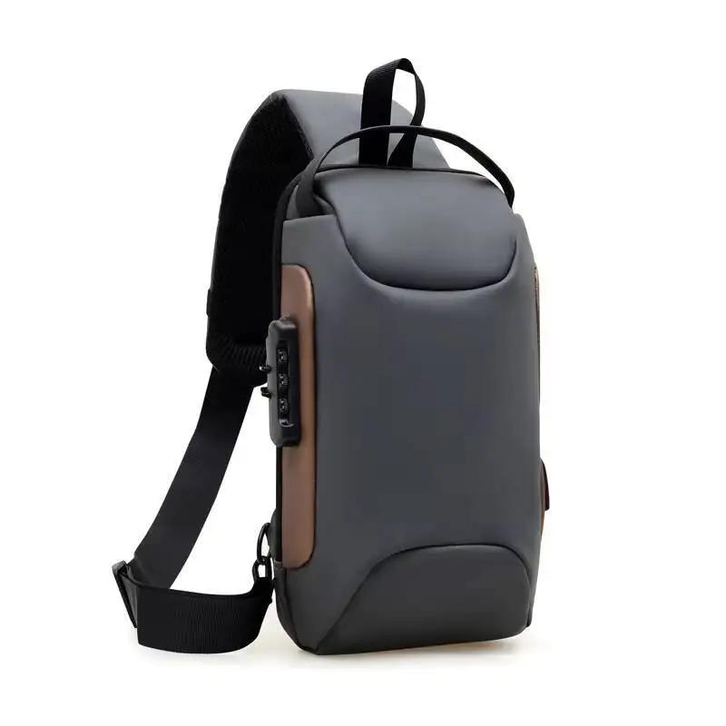 Men's Waist Packs Chest Bag Lightweight Usb Charger Port Waterproof Small Fanny Bag Anti-theft Password Lock Men's Shoulder Bag