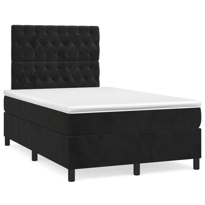 Maison Exclusive - Sommier à lattes de lit avec matelas Noir 120x200 cm Velours