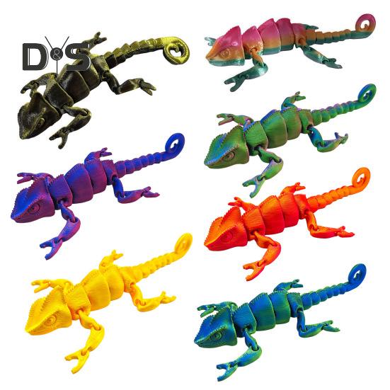 3D Printed Lizard Articulated Chameleon Ornament Desktop Decoration Flexible Animal Figurine Lizard Fidget Toy for Kids Adults Stress Relief