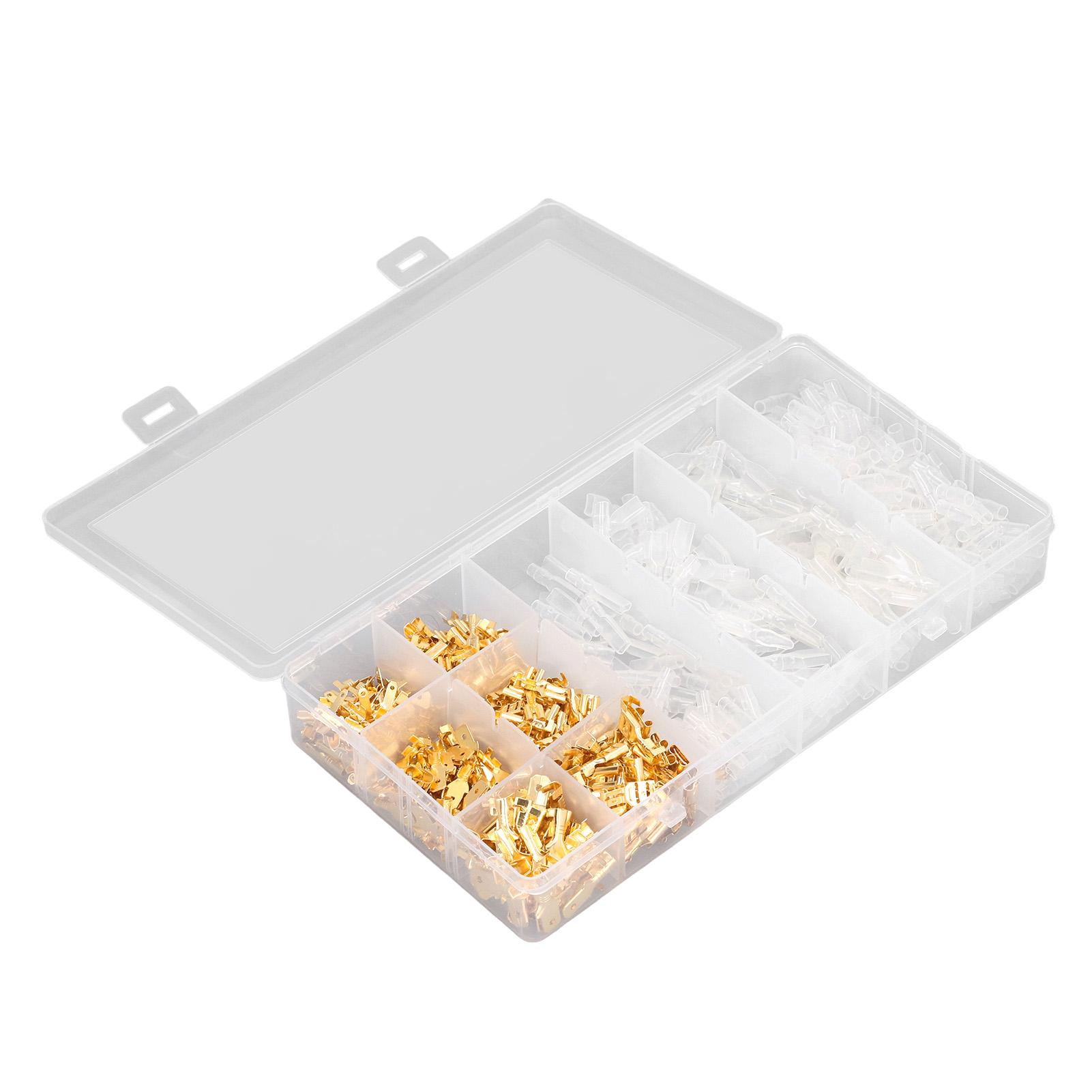 

600PCS Brass Crimp Terminal Connector Male Female Brass Spade Connector with Transparent Sheath