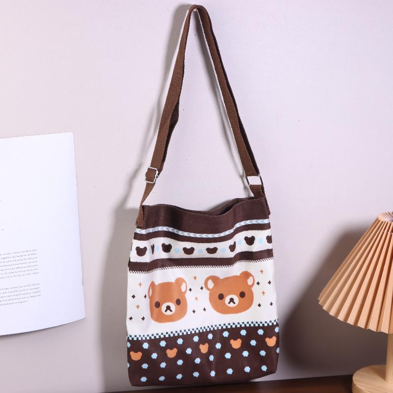 Cute Cartoon Relax Bear Crossbody Bag Large Capacity Canvas Shoulder Bag Lovely Portable Messenger Bag For Girls Gift 997₽
