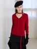 Leuiel Tie V-Neck Knit Cardigan_Red
