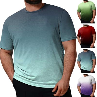 Men Gradient Color T-Shirt Short Sleeve Round Neck Summer Top Plus Size Urban Style Loose Tee Shirt for Daily Wear Party Office Beach