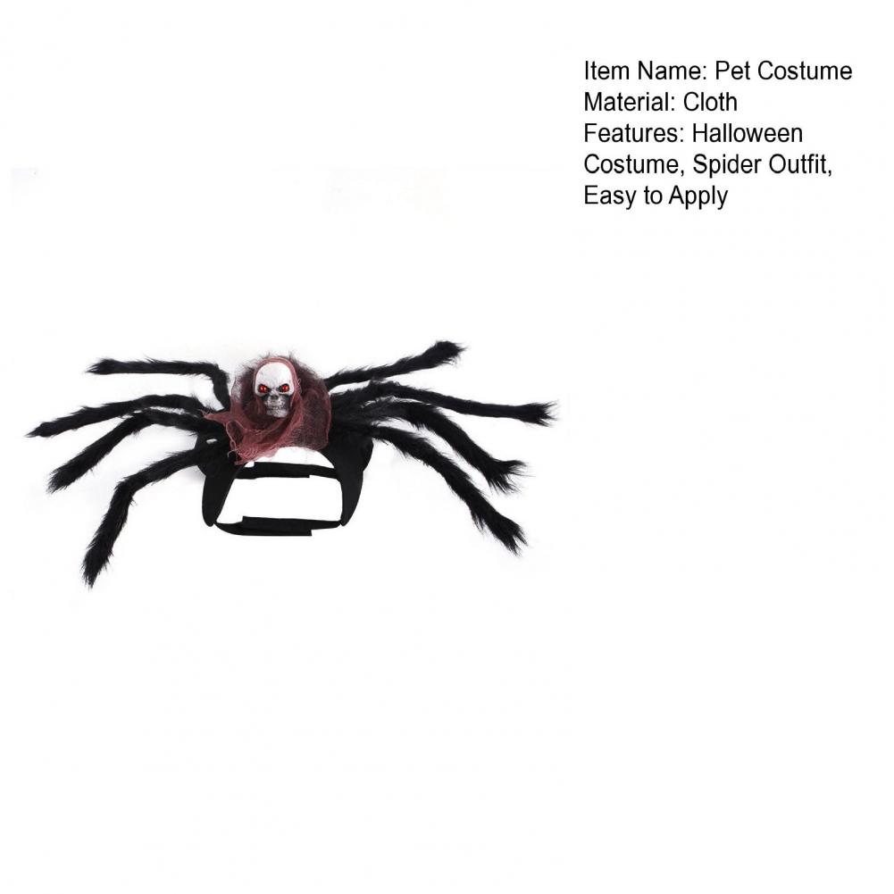 Pet Spider Costume Halloween Cat Spider Outfit with Skull Face Black Spider Holiday Apparel for Cats Dogs Cosplay Photo Props