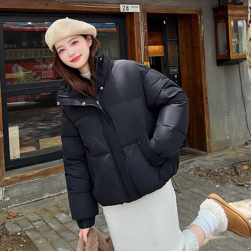 

Winter new down cotton coat women s short fashion college style small cotton coat M чёрный