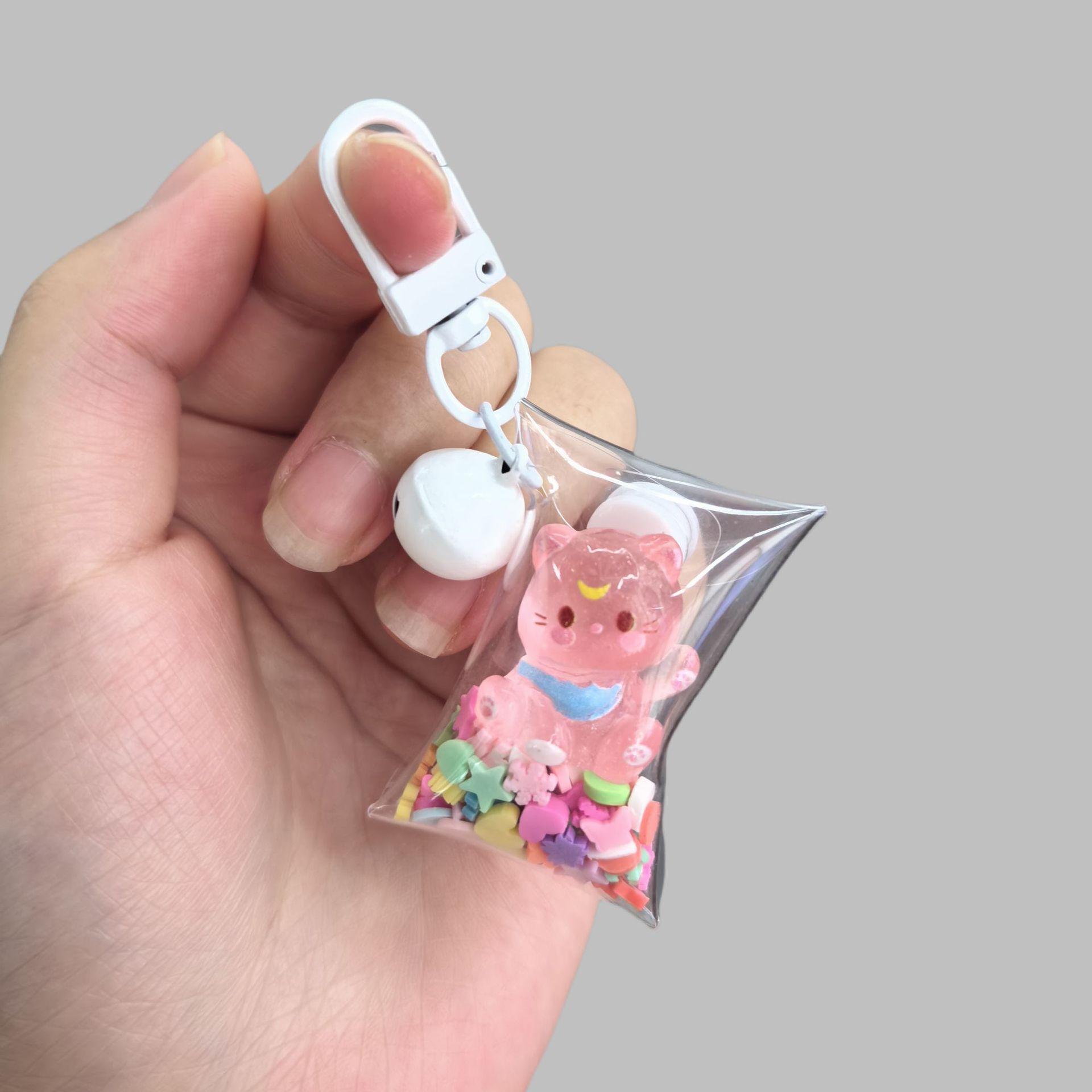 Three-Dimensional Resin Cute Luna Cat Colorful Cute Keychain Luminous Kitten Girl Bag Pendant Student розовый