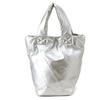 Und-L Metallic-Tragetasche für Damen, Mini-Tote, Platz für 500ml Wasserflasche, Wasserabweisend, Leicht, Faltbar (Silber)