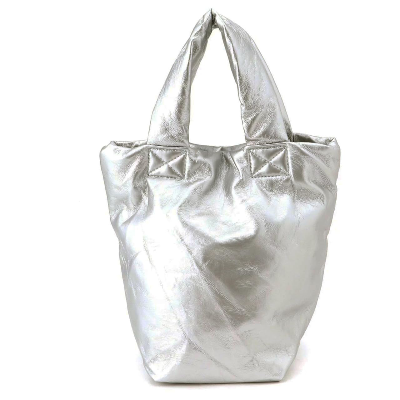 

and-L Metallic Tote Bag for Women, Mini Tote, Holds 500ml Water Bottle, Water-Repellent, Lightweight, Foldable (Silver)