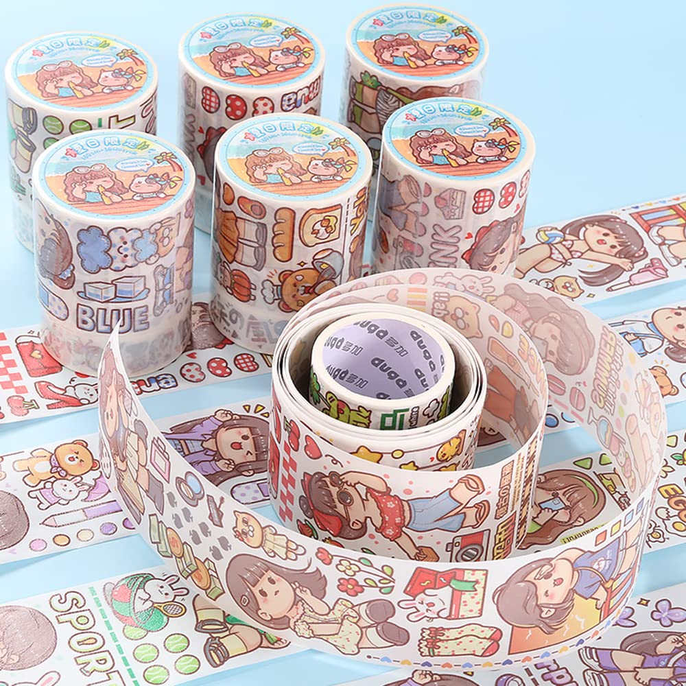 Alideco Masking Washi Cute Small Mochi Release Adhesive Stylish Masking Tape 1-Pack Tape, Tape, Girl, Design, Green, Sticker, Tape, DIY,