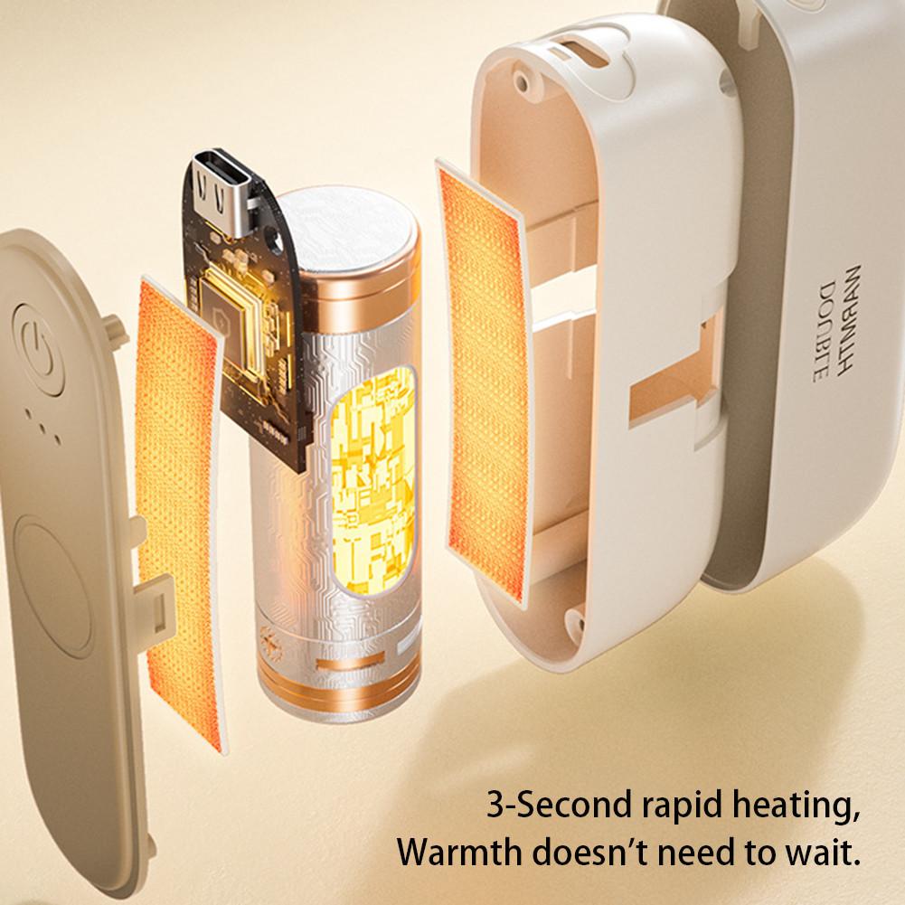 2 In 1 Magnetic Dual Electric Hand Warmer 3-Second Rapid Heating Pocket Handwarmer Portable USB Rechargeable Heater