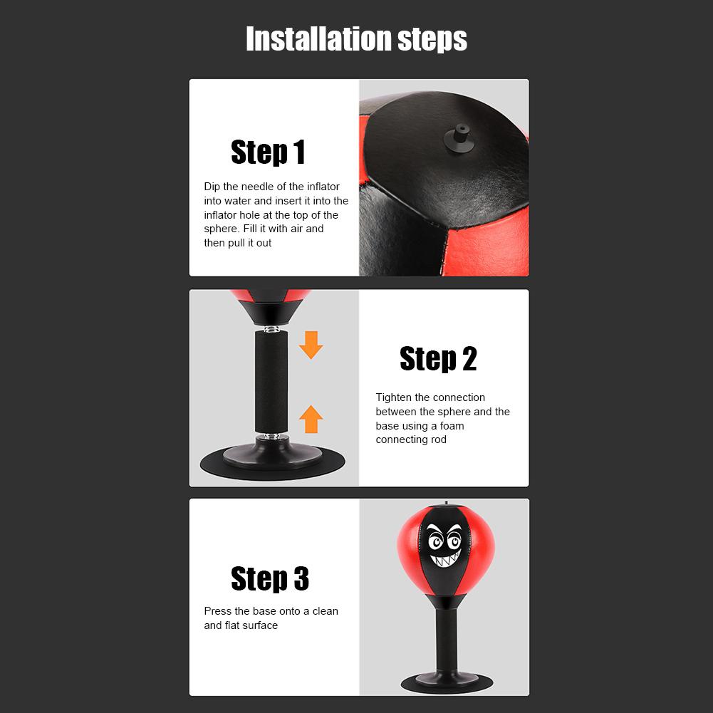 Stress Relief Punching Suction Cup Base Training Punch Ball  Spring Foam Easy Installation Inflatable for Exercise Sports