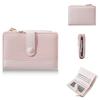 Korean Style Color Block Women's Wallet: Two-Fold with Snap Button, Zipper Coin Purse, Multiple Card Slots, and Large Capacity.