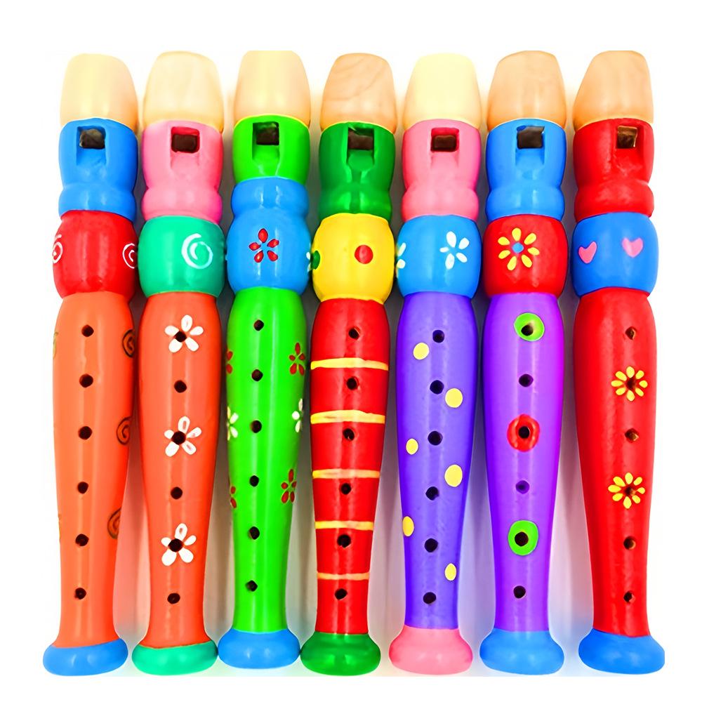 Children's Wooden Six-Hole Recorder Flute - Early Education Music Toy for Intellectual Development in Kindergarten