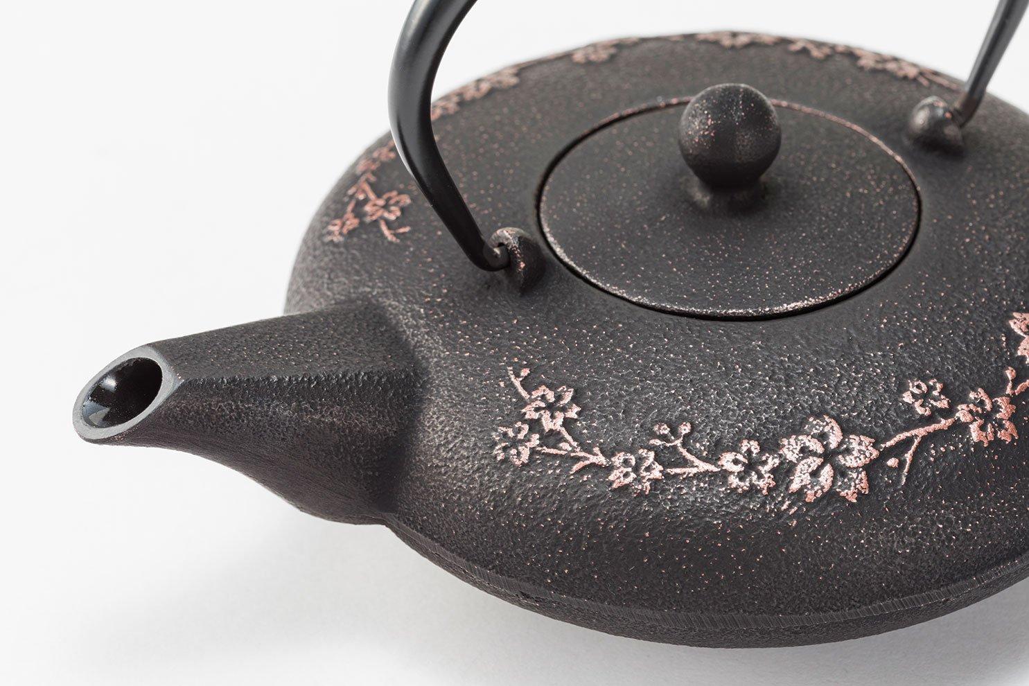 

Iwachu Teapot, Japanese Cherry Blossom Design, Silver/Black, 0.6L, Enameled Interior, Nanbu Ironware, 12288