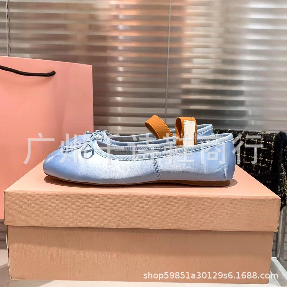 High Version Miu Bow Ballet Flats Women Versatile Mary Jane Shallow Mouth Flat Shoes Women