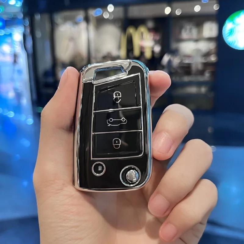 Hot TPU Car Remote Key Case Cover Shell Bag for Volkswagen VW Polo Golf 7 MK7 Tiguan Passat Jetta E-golf Auto Keychain Accessori